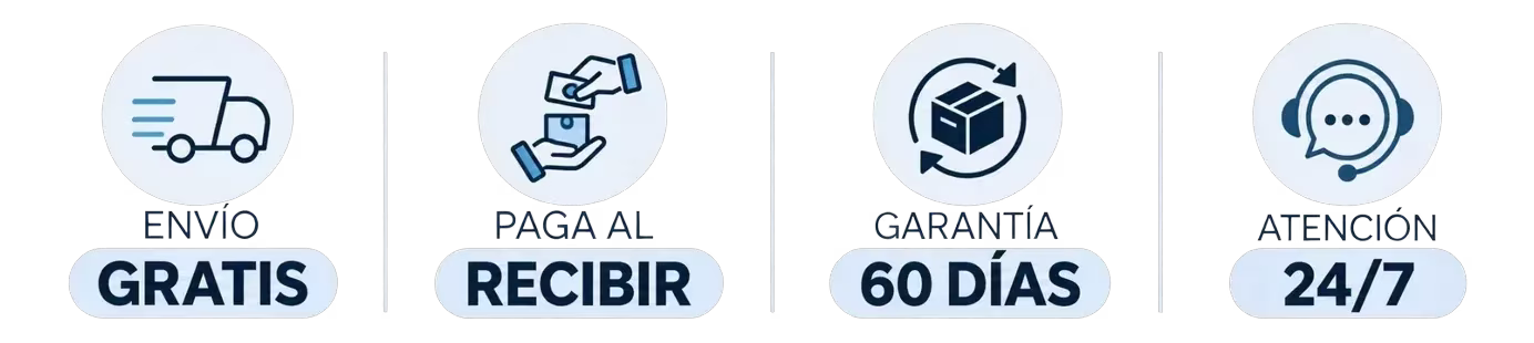 Envío gratis, paga al recibir, garantía de 60 días y atención 24/7