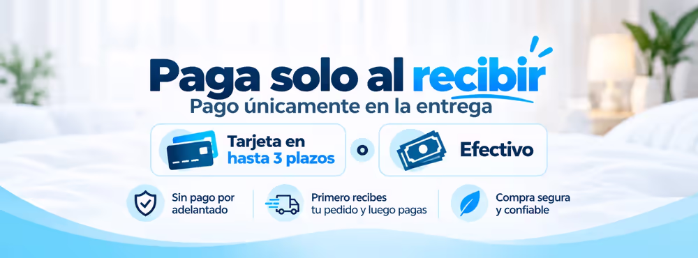 Paga solo al recibir: tarjeta en hasta 3 plazos o efectivo. Sin pago por adelantado.